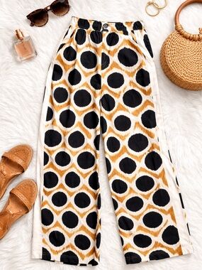 Maeve Anthropologie Ikat Print Wide Leg Pants Sz 2 Boho NWOT